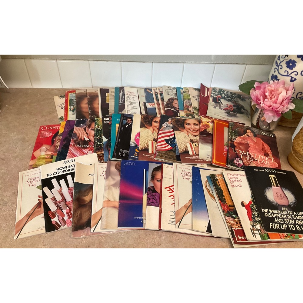 Vintage Avon Catalog Lot 48 Booklets Retro Beauty Fashion Christmas Ephemera